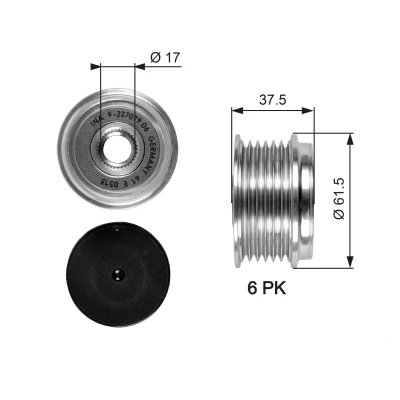 Imagem de GATES OAP7075 Polia Roda Livre do Alternador 37,5 FleetRunner Micro V Stretch Fit