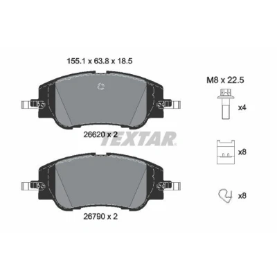 Imagem de TEXTAR 2662001 Jogo de pastilhas para travão disco PEUGEOT: 2008 II, 208 II Hatchback, OPEL: Corsa F CITROËN: C4 III Hatchback