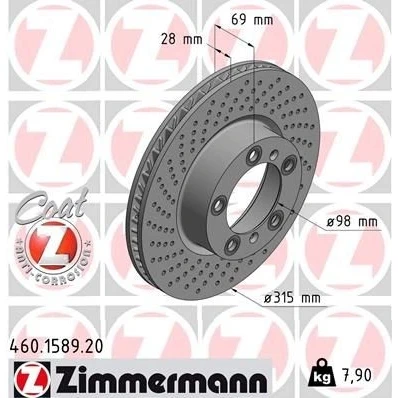 Imagem de ZIMMERMANN COAT Z 460.1589.20 Disco de travão 315 28 7/5 5 130 interior ventilado, rebaixado revestido