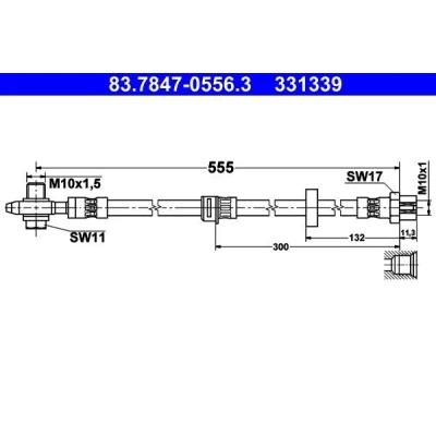 Imagem de ATE 83.7847 0556.3 Mangueira de Travão 555 M10x1