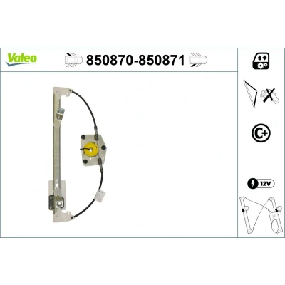 Imagem de Valeo Elevador de vidro traseira esquerda elétrico sem motor com função conforto 850870 SKODA: Octavia 2 Combi, II Hatchback
