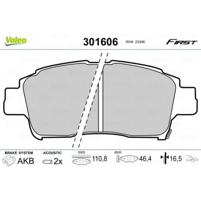 Imagem de VALEO 301606 Jogo de pastilhas para travão disco FIRST Eixo dianteiro incl. contacto aviso desgaste sem chapa anti ruído