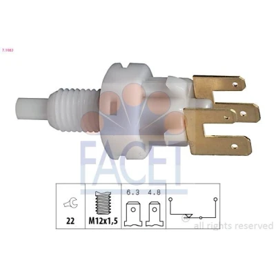 Imagem de FACET 7.1083 Interruptor de luz stop mecânico M12x1,5 Made in Italy OE Equivalent OPEL: Omega A Sedan