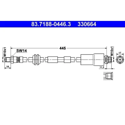 Imagem de ATE 83.7188 0446.3 Mangueira de Travão 470 M10x1 JAGUAR: X Type Sedan