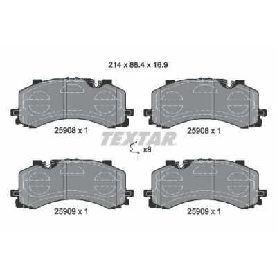 Imagem de TEXTAR 2590801 Jogo de pastilhas para travão disco preparado indicador aviso desgaste AUDI: Q7, A7 Sportback, VOLKSWAGEN: Touareg III