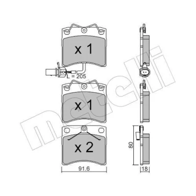 Imagem de METELLI 22 0163 2 Jogo de pastilhas para travão disco incl. contacto aviso desgaste VOLKSWAGEN: Transporter 4 Bus,