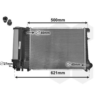 Imagem de VAN WEZEL 06002135 Radiador, arrefecimento do motor Alumínio 440 327 33 *** IR PLUS com bujão de fecho Aletas refrigeração soldadas