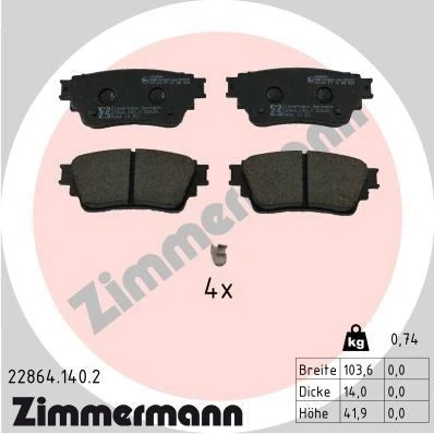 Imagem de ZIMMERMANN 22864.140.2 Jogo de pastilhas para travão disco MITSUBISHI: OUTLANDER 3, Eclipse Cross