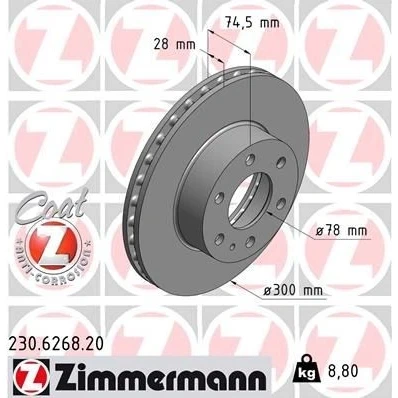 Imagem de ZIMMERMANN Disco de travão IVECO: Daily 6 Pritsche/Fahrgestell, 4, V Van / Carrinha COAT Z 230.6268.20 2996131,504121605 Discos