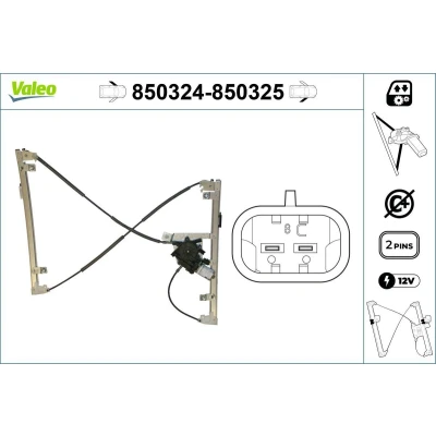 Imagem de Valeo Elevador de vidro à frente, lado esquerdo elétrico com motor sem função conforto 850324 PEUGEOT: 206 Hatchback, Van