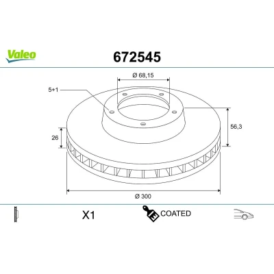 Imagem de VALEO 672545 Disco de travão Eixo dianteiro 300 26 5 ventilado revestido VOLKSWAGEN: Sharan I, Transporter 4 Bus, 4, SEAT: Alhambra I