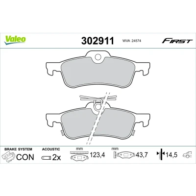 Imagem de VALEO 302911 Jogo de pastilhas para travão disco Eixo traseiro incl. contacto aviso desgaste sem parafusos, com chapa anti ruído