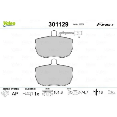 Imagem de VALEO 301129 Jogo de pastilhas para travão disco FIRST Eixo dianteiro incl. contacto aviso desgaste sem chapa anti ruído