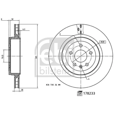 Imagem de FEBI BILSTEIN 178233 Disco de travão Eixo traseiro 365 28 5 120 interior ventilado revestido