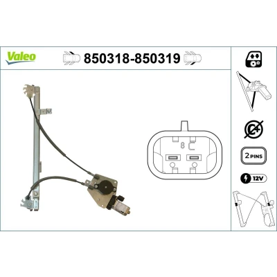Imagem de Valeo Elevador de vidro à frente, lado esquerdo elétrico com motor sem função conforto 850318 PEUGEOT: 306 Carrinha, Hatchback, Sedan