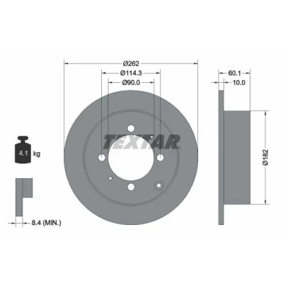 Imagem de TEXTAR 92104000 Disco de travão 262 10 04/07 114,3 cheio sem pernos fixação da roda, cubo roda MITSUBISHI: Space Runner I