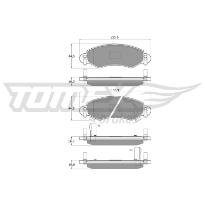 Imagem de TOMEX brakes TX 12 96 Jogo de pastilhas para travão disco Eixo dianteiro com avisador sonoro desgaste