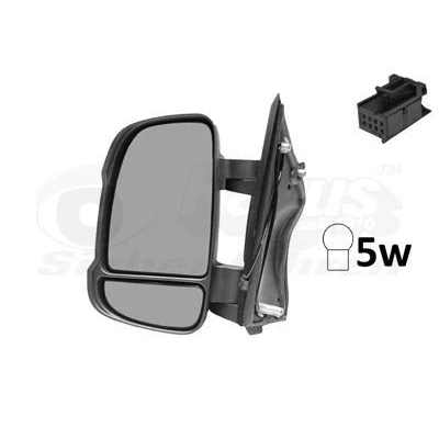 Imagem de espelho retrovisor Van Wezel 1651807 esquerda preto completo, convexo, para regulação eléctrica dos espelhos, aquecível, com grande an