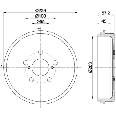 Imagem de HELLA 8DT 355 303 531 Tambor de Travão sem cubo roda, o rolamento da pernos fixação roda 239