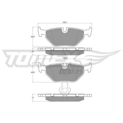 Imagem de TOMEX brakes TX 13 21 Jogo de pastilhas para travão disco Eixo traseiro preparado indicador aviso desgaste BMW: 5 Sedan, Touring
