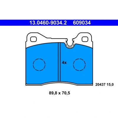 Imagem de ATE 13.0460 9034.2 Jogo de pastilhas para travão disco preparado indicador aviso desgaste, excl. contacto desgaste