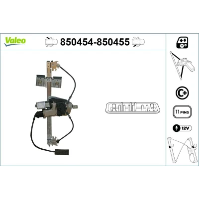 Imagem de Valeo Elevador de vidro traseira esquerda elétrico com motor função conforto 850454 VOLKSWAGEN: GOLF 3, 3 Variant, Vento