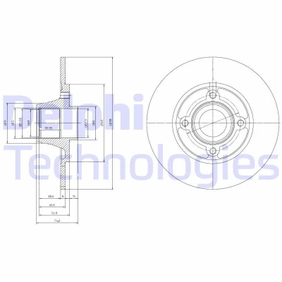 Imagem de DELPHI Disco de travão RENAULT: CLIO 1, 1 Kasten 238mm 8mm 4 cheio revestido BG9033RSC 7700805006 Discos