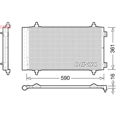 Imagem de DENSO DCN21018 Condensador com secador 590x361x16 R 134a 590 FIAT: Scudo II Van, PEUGEOT: Expert Van