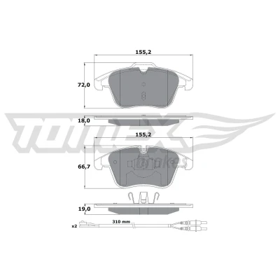 Imagem de TOMEX brakes TX 16 55 Jogo de pastilhas para travão disco Eixo dianteiro incl. contacto aviso desgaste com acessórios PEUGEOT: 508 I SW