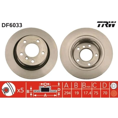Imagem de TRW DF6033 Disco de travão 294 19 5 120 ventilado pintado BMW: Z4 Roadster, Coupe