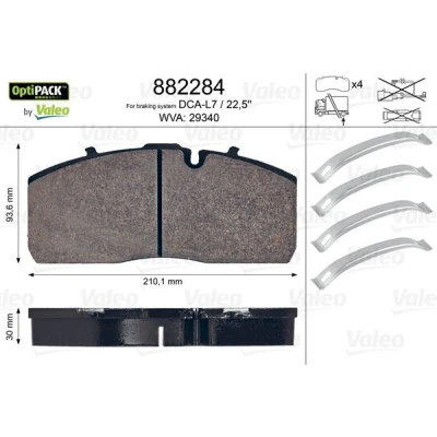 Imagem de VALEO 882284 Jogo de pastilhas para travão disco Eixo traseiro excl. contacto aviso desgaste sem parafusos