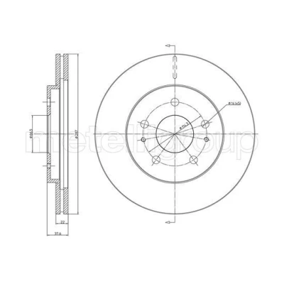 Imagem de METELLI Disco de travão 287,1mm 22,0mm 5 66,5mm ventilado pintado 23 1687C 43512B4010 Discos