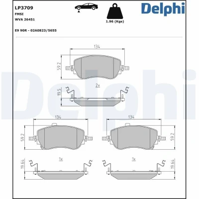 Imagem de DELPHI LP3709 Jogo de pastilhas para travão disco com avisador sonoro desgaste chapa anti ruído sem acessórios FIAT: Tipo Hatchback