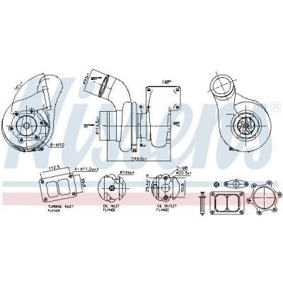 Imagem de NISSENS 93691 Turbocompressor accionado pelos gases de escape arrefecido a óleo pneumático