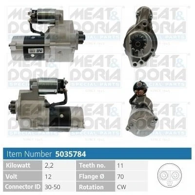 Imagem de MEAT &amp; DORIA 5035784 Motor de arranque 12V 2,2kW 11 30 50 70mm NISSAN: NP300 Navara Pick up