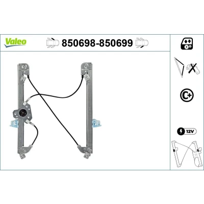Imagem de Valeo Elevador de vidro à frente, lado esquerdo elétrico sem motor com função conforto 850698 RENAULT: MEGANE 2 Kombi,