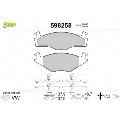 Imagem de VALEO 598258 Jogo de pastilhas para travão disco Eixo dianteiro excl. contacto aviso desgaste sem chapa anti ruído SEAT: Ibiza 2