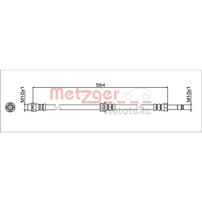 Imagem de METZGER 4112068 Mangueira de Travão Eixo dianteiro, lado esquerdo, direito 564 M10x1