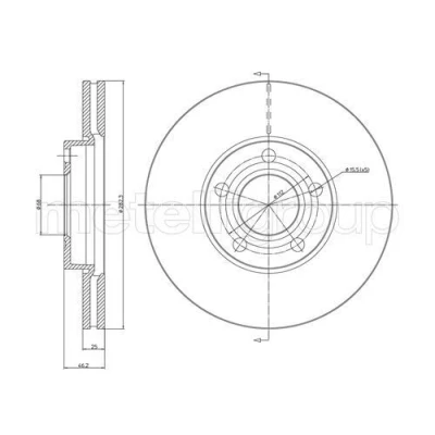 Imagem de METELLI Disco de travão VOLKSWAGEN: Passat B5 GP Variant, Sedan, Variant 282,5mm 25,0mm 5 68,0mm ventilado pintado 23 0378C