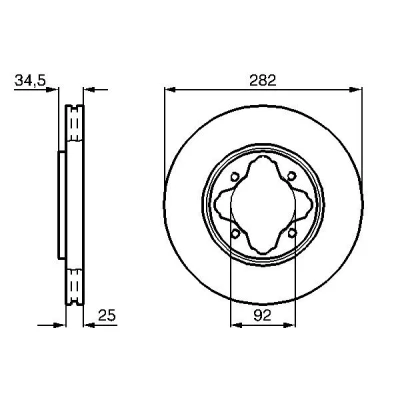 Imagem de BOSCH 0 986 478 634 Disco de travão 282 25 4 114,3 ventilado, interior ventilado oleado