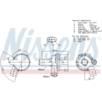 Imagem de NISSENS 831117 Bomba de água elétrico AUDI: Q5, A5 B8 Sportback, A4 Sedan, VOLKSWAGEN: Touareg I, II