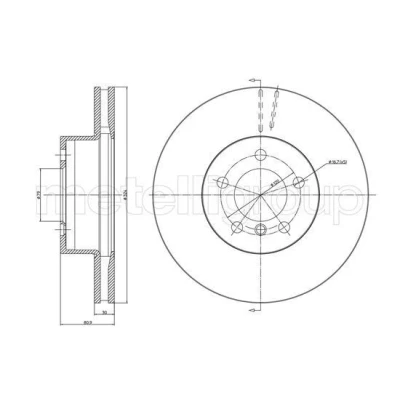 Imagem de METELLI Disco de travão BMW: 7 324,0mm 30,0mm 5 79,0mm ventilado pintado 23 1068C 34116750265,34116864049 Discos