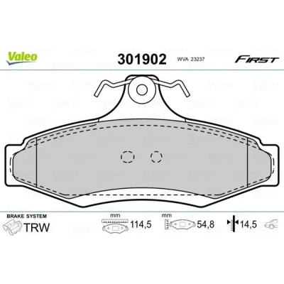 Imagem de VALEO 301902 Jogo de pastilhas para travão disco FIRST Eixo traseiro excl. contacto aviso desgaste sem chapa anti ruído