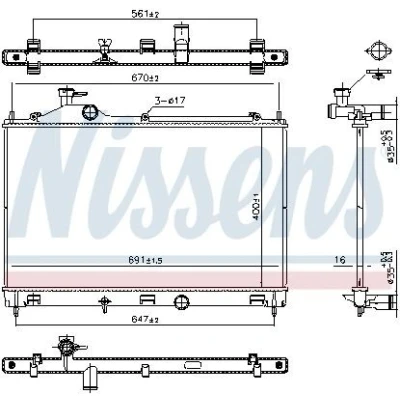 Imagem de NISSENS 607027 Radiador, arrefecimento do motor