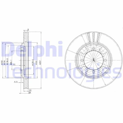 Imagem de DELPHI BG2628 Disco de travão 257 22 4 ventilado oleado não tratado sem o rolamento da roda, anel sensor do ABS HYUNDAI: COUPE