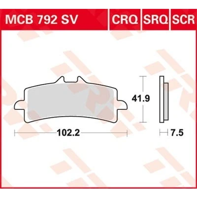 Imagem de TRW Sinter Street MCB792SV Jogo de pastilhas para travão disco