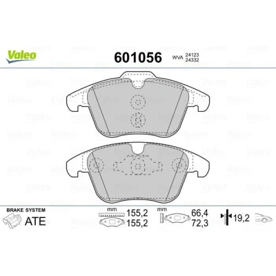 Imagem de VALEO 601056 Jogo de pastilhas para travão disco Eixo dianteiro com chapa anti ruído PEUGEOT: 508 I SW, 407 Sedan, FORD: S Max Mk1