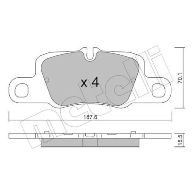 Imagem de METELLI 22 1257 0 Jogo de pastilhas para travão disco preparado indicador aviso desgaste PORSCHE: Panamera, Panamera Sport Turismo