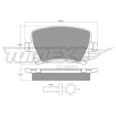 Imagem de TOMEX brakes TX 13 95 Jogo de pastilhas para travão disco Eixo traseiro VOLKSWAGEN: GOLF 5, 6, Scirocco III, AUDI: A3 Hatchback, Sportback