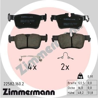 Imagem de ZIMMERMANN 22582.160.2 Jogo de pastilhas para travão disco preparado indicador aviso desgaste VOLVO: XC60 II, V90 II Carrinha, V60